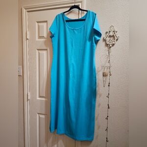 Coldwater Creek Bright Turquoise Scoop-Neck Maxi Dress. NWT....sz XL